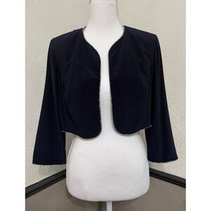 Alex Evenings Jacket Women's 8 Navy Blue Blazer Beaded Embellished Dress Formal